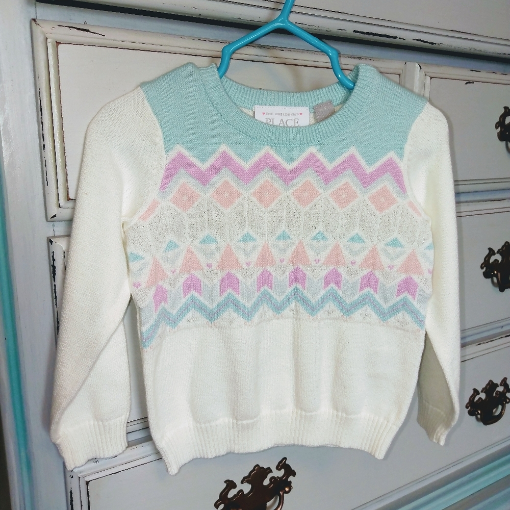 Children's Place pastel sweater silver detail